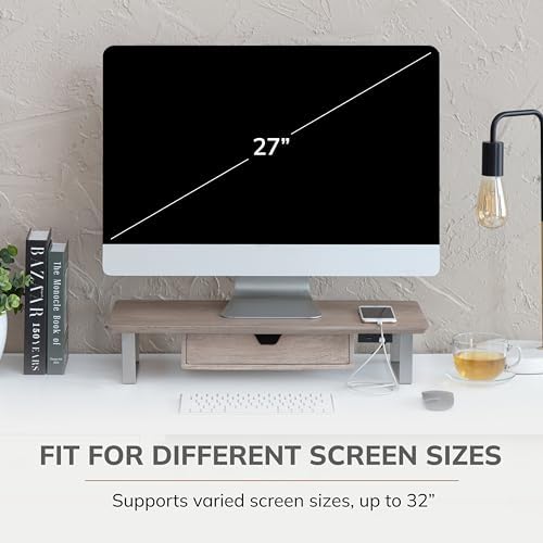 Anji Mountain Monitor Stand for Desk - Desktop Organizer & Laptop Riser, Ergonomic Monitor Riser, Space-Saving, Durable,