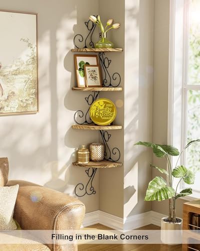 Alsonerbay 4-Tier Cat Shaped Corner Shelf Wall Mount, Carbonized Black