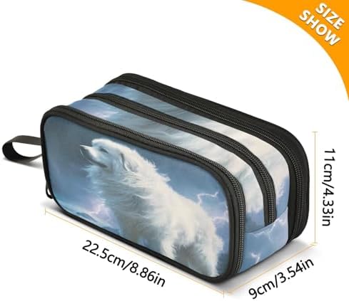 Great Pyrenees Dog Pencil Case Box Boys Girls Large Pencil Pouch Zipper Compartments Big Capacity Stationery Pen Bag Organizer for Kids Teens Adults School Office
