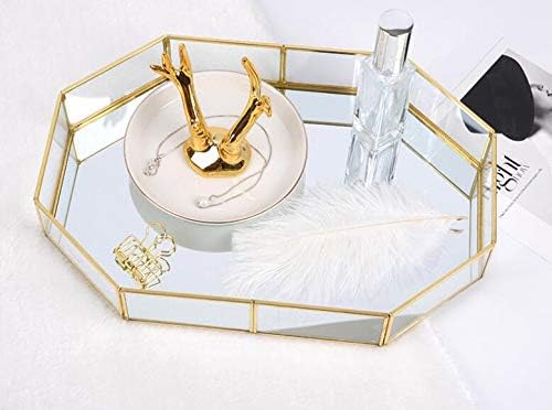 Golden Mirror Tray Cosmetic Tray Perfume Tray toiletries Tray Jewelry Perfume Organizer Makeup Tray for Vanity, Dresser,