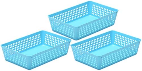 YBM Home 3-Pack Plastic Storage Baskets Bins for Home Junk Drawer, Shelves, and Office Organization, Functional Trays/Co