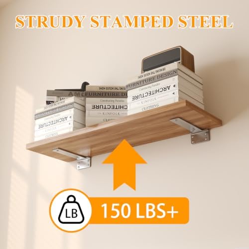 Stainless Steel Floating Shelf Brackets 14 inch 8 Pack L Brackets for Floating Shelves Heavy Duty Shelf Bracket for DIY 