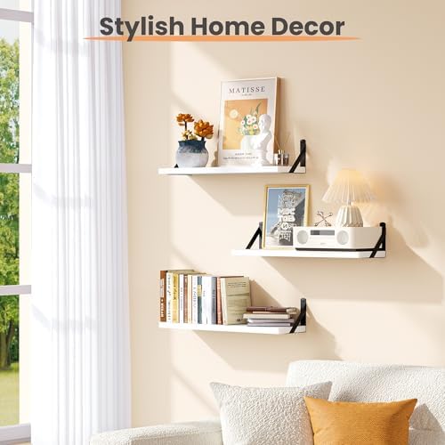 upsimples 23.6 Inches Floating Book Shelves for Wall, Floating Wood Shelves for Living Room, Laundry Room, Bedroom, Offi