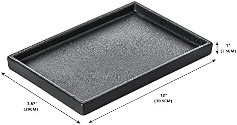 Ceramic Bathroom Sink Tray, Black Graininess Vanity Tray Decor Perfume Trays for Dresser Holder for Jewelry Candle Soap 
