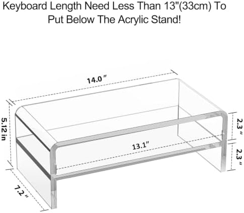Egchi Acrylic Monitor Stand, 2 Tiers Clear Monitor Riser Computer Stand for Office, Home, Office, 5.12 Inches Hight PC D