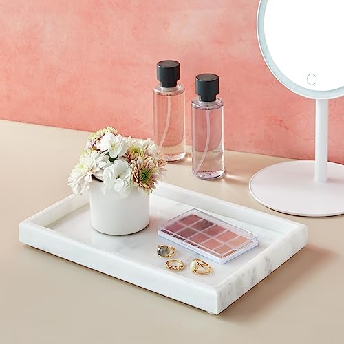 Juvale Large Marble Vanity Tray - Jewelry & Cosmetic Organizer with Drawer Organizer - Bathroom Display with Soap Tray -