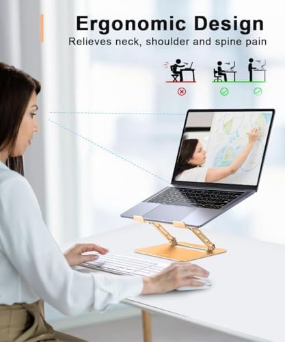 Aoviho Adjustable Laptop Stand for Desk,Portable Laptop Stand Holder and Riser,Foldable Aluminum Notebook Computer Stand