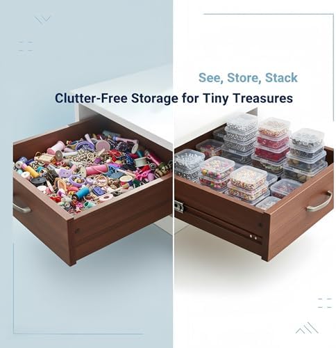 LJY 32 Clear Square Plastic Boxes, 4 Sizes for Hardware