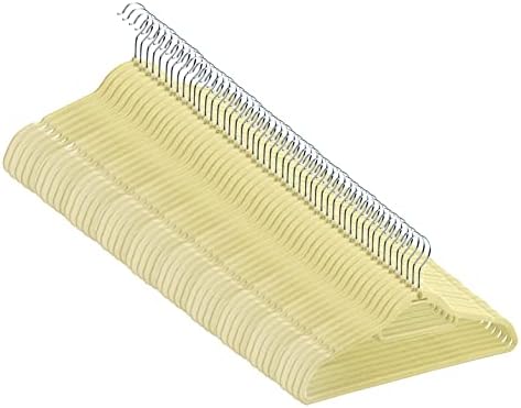 Velvet Hangers, 50 Pack, Sturdy Heavy Duty Hangers Including Tie Bar, Notches, Rounded Shoulder, Non Slip Material, and 360° Chrome Hook. (Ivory)