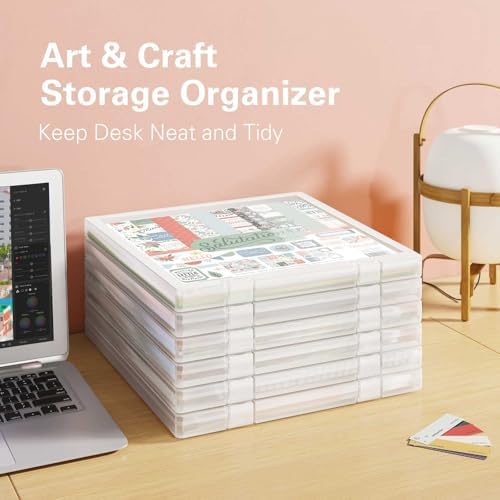 4-Pack Craft Organizers and Storage, Art Supply Organizer with Secure Lid, Clear Stackable Plastic Storage for Puzzle, B