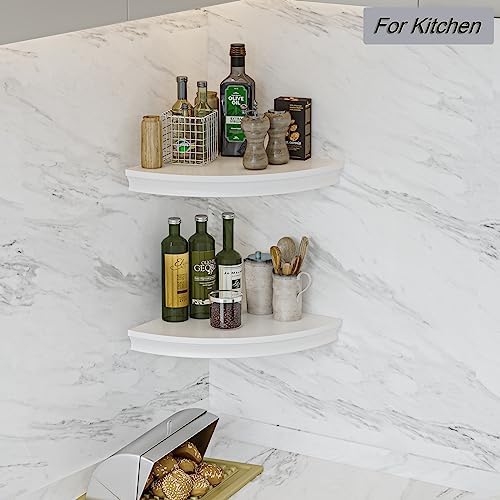 HAO Floating Corner Shelf Invisible Wall Mounted Shelves Radial Shape Cable Wire Hole Pattern Perfect for Bedroom Bathro