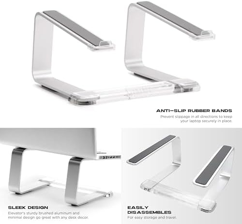 Griffin Elevator Laptop Stand - Ergonomic Computer Riser & Laptop Mount Made of Sturdy Brushed Aluminum - Supports Postu