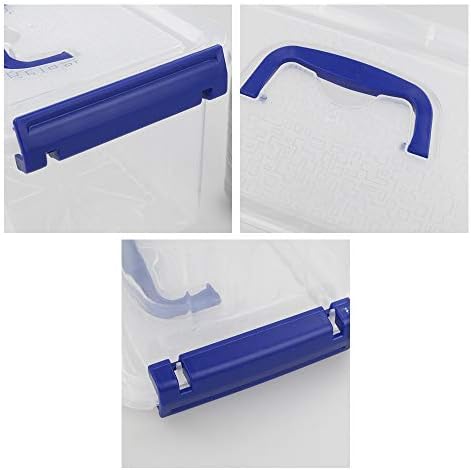Pekky 3.5 Quart Small Plastic Lidded Storage Box with Blue Handle, 6 Packs