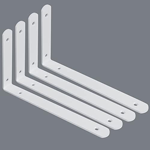 Alise Floating Shelf Brackets,White L Bracket for Shelves,10x6 Inch,4Pcs
