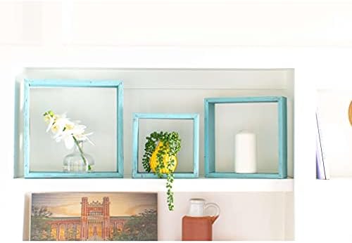 BARNWOODUSA Robins Egg Blue Rustic Shelves, Square Floating Wood Shadowbox,