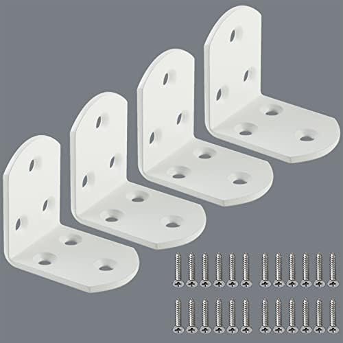 Alise White 4 Pcs L Brackets, Small Corner Brackets for Wood Furniture