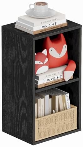 Book Shelf, Wooden Cube Storage Organizer with 11" Open Cubes, Stackable Modular Bookcase for Room Divider Storage, 2 Ti