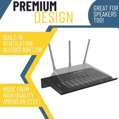 Koova WiFi Router or Speaker Shelf | Floating Shelving for Cable Box, Modem, Gaming System & Streaming Media Devices | V