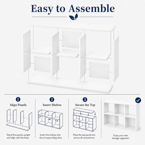 IULULU 6-Cube Storage Organizer Shelf, Freestanding Bookcase - White