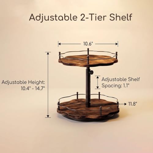 2 Tier Lazy Susan Turntable for Table Top, Cabinet, Corner, Kitchen