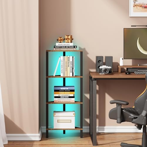 TUTOTAK Corner Shelf, 4-Tier Corner Bookshelf for Small Space