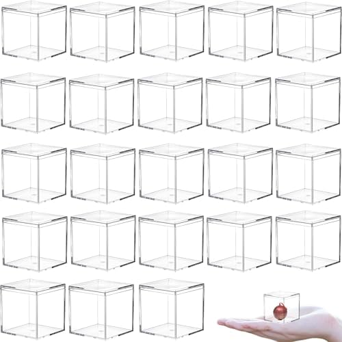 24-Pack Mini Acrylic Square Cube Party Favor Box, 1.77x1.77x1.77 Inch