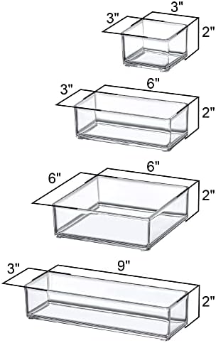 Amazing Abby - QuickSort - Plastic Stackable Organizers (10-Piece Set) for Vanity and Desk Drawer, Perfect Storage Solution for Beauty Products, Office Supplies, Decorative Items, and More