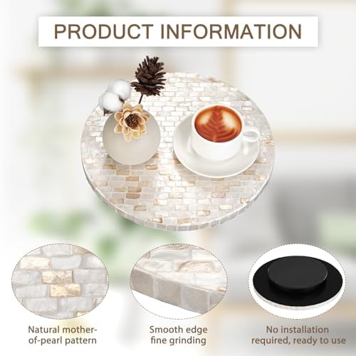 Reallnaive Mother of Pearl Lazy Susan, Round, Marble