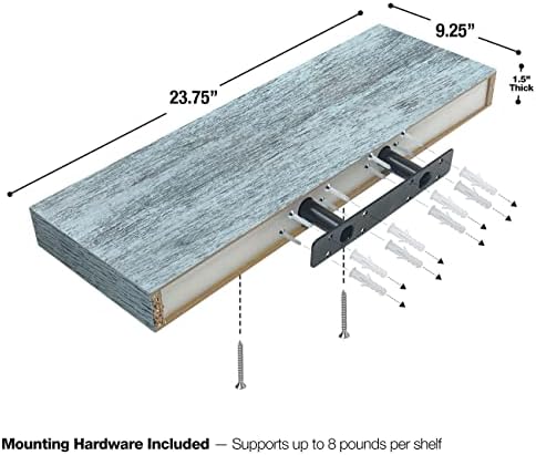 Sorbus Wood Floating Shelves for Wall (24 Inch, Blue/Rustic)