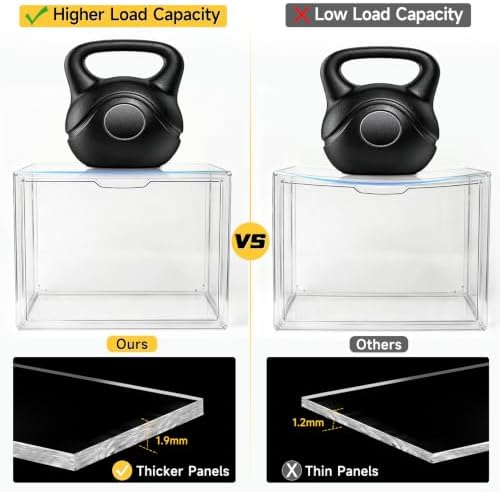 GUDEMAY Clear Stackable Plastic Storage Bins with Lid, Dustproof Acrylic Display Case for Collectibles, Large Figures Sh