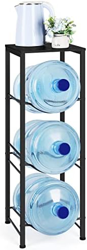 Water Bottle Holder Organizer 5 Gallon Water Jug Stand with Shelves, 3-Tier Water Bottle Dispenser Stand for Kitchen Liv