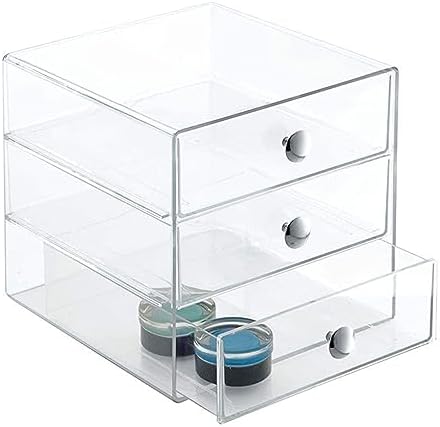 AJIODA Makeup Drawer Organizer Box with 3 Drawers, Acrylic Cosmetic Display Case Vanity Organizer Jewelry Storage Box St