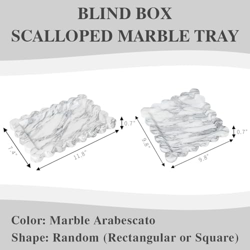 Natural Marble Tray, Scalloped Edge Vanity Organizer for Home Decor