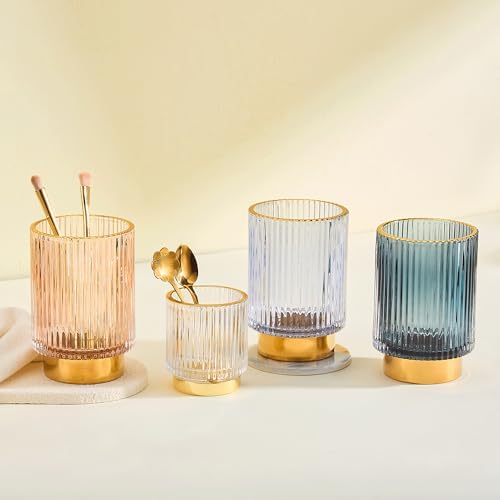 Makeup Brush Holder Organizer,Toothbrush Holders,Desk Pen Pencil Holder,Multifunctional Vintage Glass Brush Cup(A3-27-US