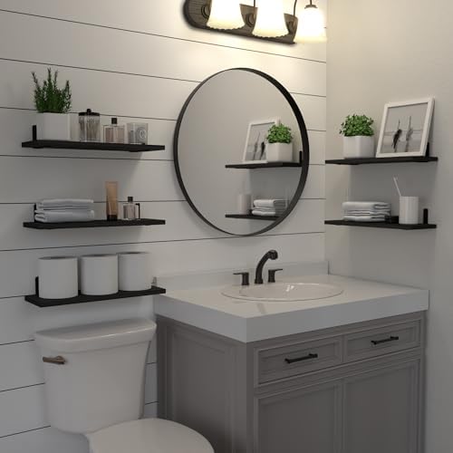 DOLLFIO Floating Wall Shelves, Decor & Storage, Black, 16.5'', 5Pcs