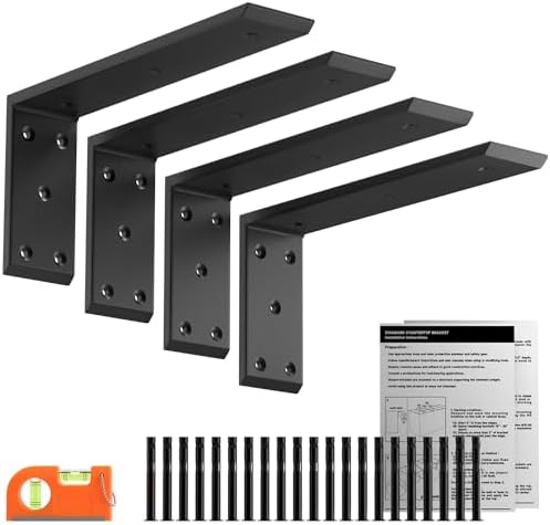 12 Inch Countertop Support Brackets 4 Pack, 3/8" Thick Floating L Brackets