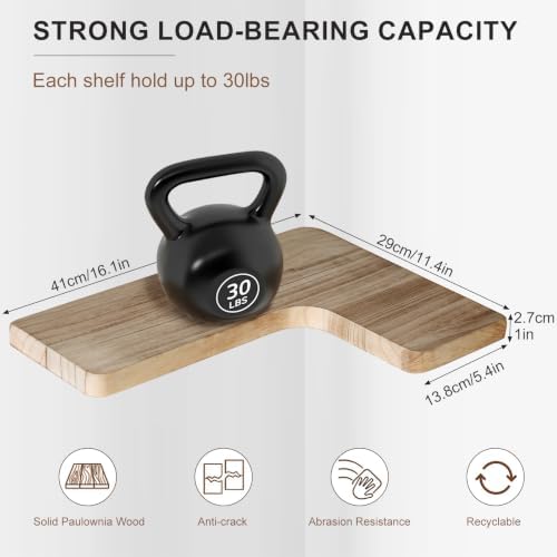 Floating Corner Shelves, Wall Shelf Set of 3, Shelves for Wall Storage, Solid Wood Shelves for Storage, Wall Mount Woode