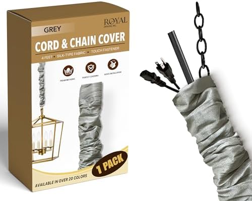 RDI Cord & Chain Cover 4 feet Silk Type Fabric, Chandelier Pendant Lighting Chain & Cable Management, Touch Fastener, Gr