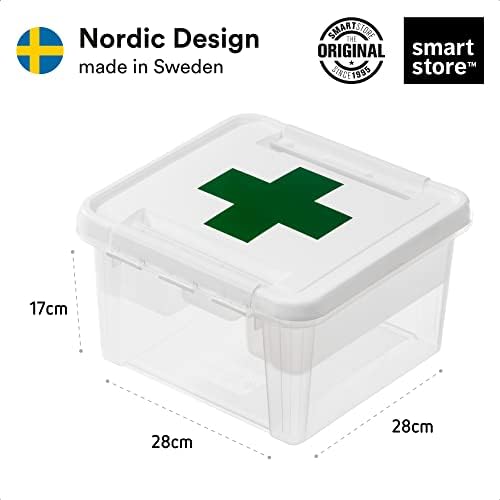 SmartStore 8L Plastic First Aid Box - Medicine Storage Box with Insert - Transparent and Lockable Medicine Box - BPA Fre