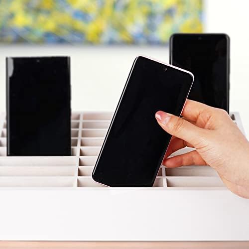 24-Grid Wooden Cell Phone Holder Desktop Organizer