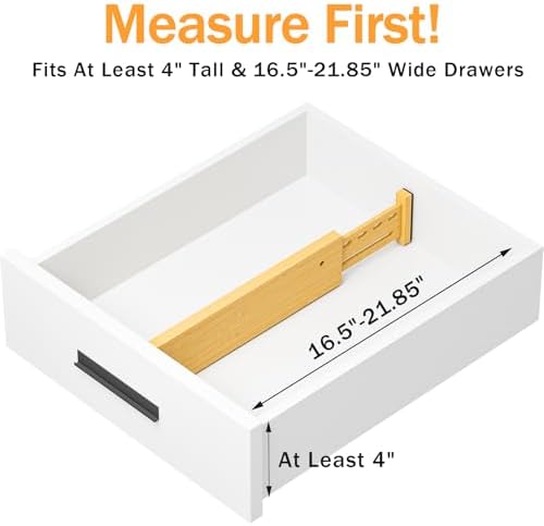 Bamboo Drawer Dividers, 4" High Drawer Organizers for Clothes/Utensils