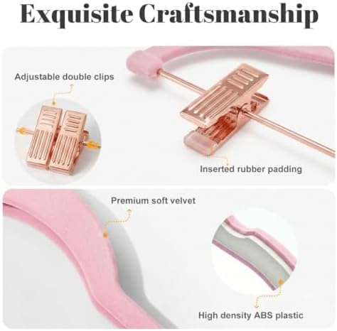 HOUSE DAY Pants Hangers with Clips 24 Pack, with Rose Gold Hook and Clips