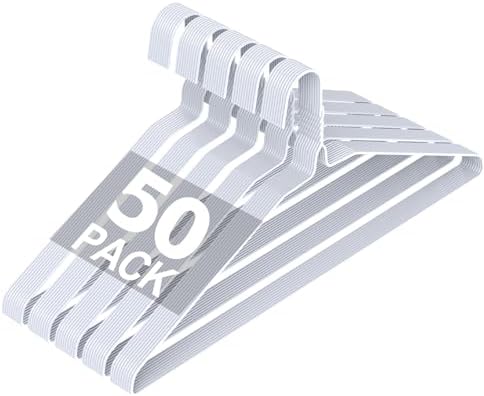 SPECILITE Wire Metal Clothes Hangers Bulk 50 Pack, Ultra Thin, White