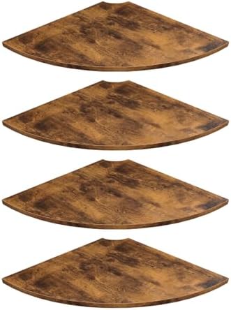 JJL Corner Shelves, 12 Inch Deep Corner Shelf Wall Mounted with Wire Hole, 4 Tier Circular arc Corner Hanging Shelving f