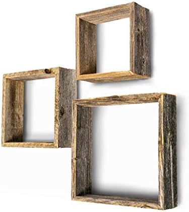 BARNWOODUSA Rustic Shelves, Square Floating Wood Shadowbox, Home Decor, Set
