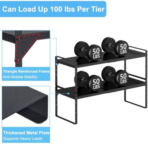 Expandable Kitchen Cabinet Shelf Organizer, Stackable Metal Storage Shelves