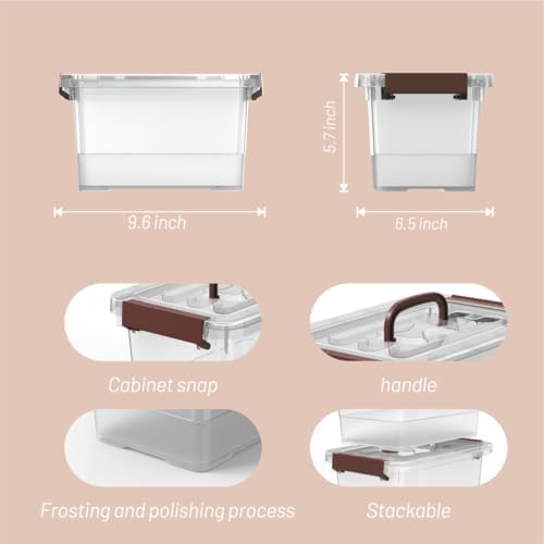 9-Pack Stackable Plastic Storage Bins with Lids, 4 Qt- BPA-Free, Clear Organizing Solution, Latches, Durable Nestable Co