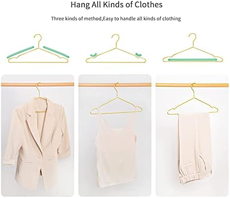 Nature Smile 17 Inches Shiny Gold Metal Clothes Hanger With Big Notches - Coat, Suit, and Dress Hanger - Pack of 10