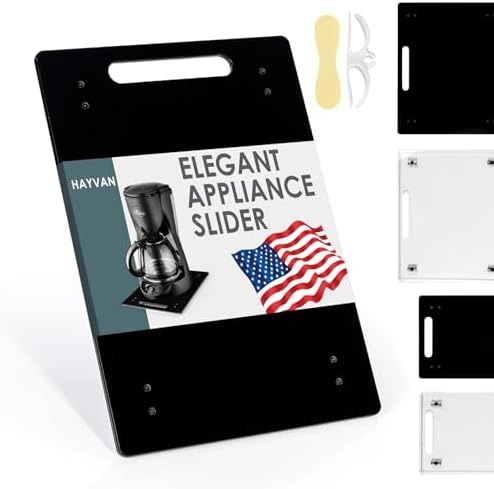 HAYVAN Appliance Slider for Kitchen, Acrylic Sliding Tray, 9.8x14 in, Black
