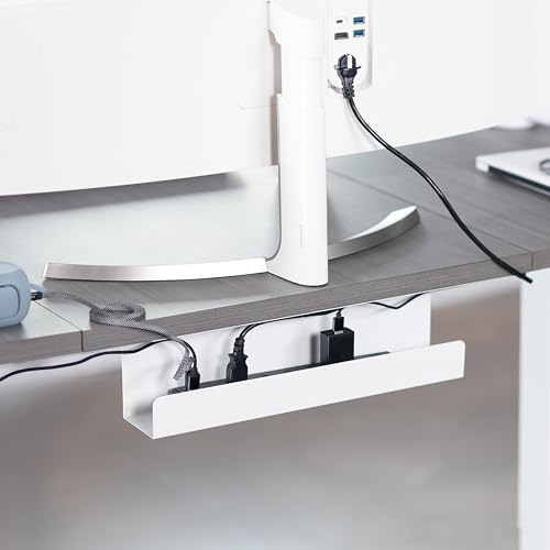 VIVO White 17 inch Under Desk Cable Management Tray, DESK-AC06-1CW